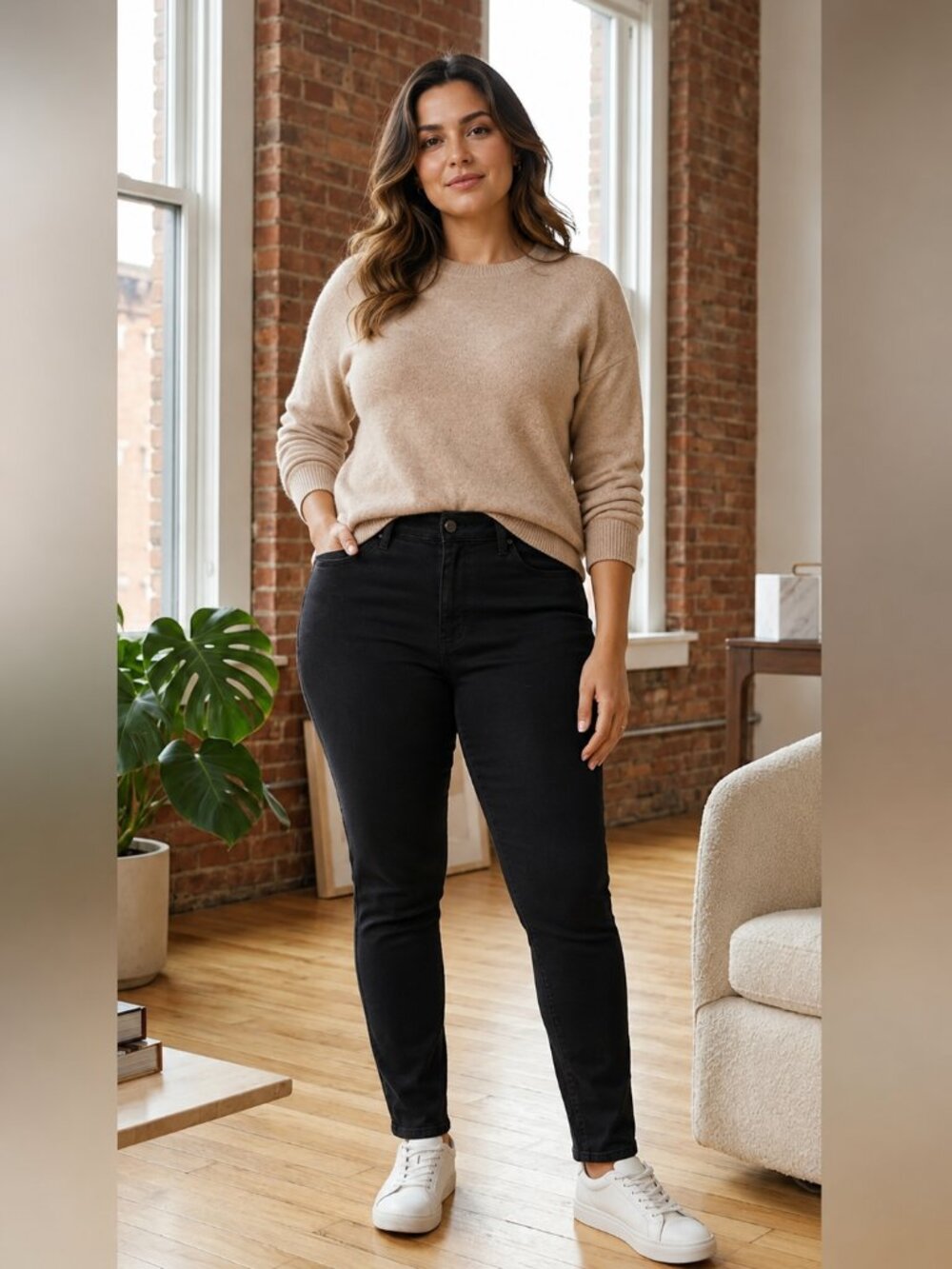 Ava & Viv Women's Black High-Rise Skinny Jeans Sz 20W Elastic at waist